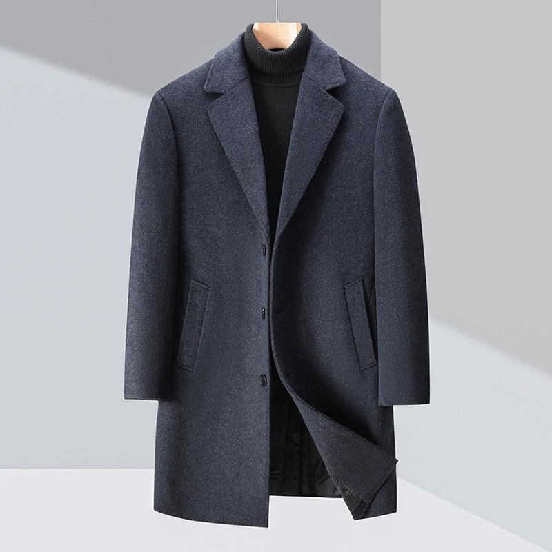 Men's Business Casual Woolen Trench Coat by GJG Denim