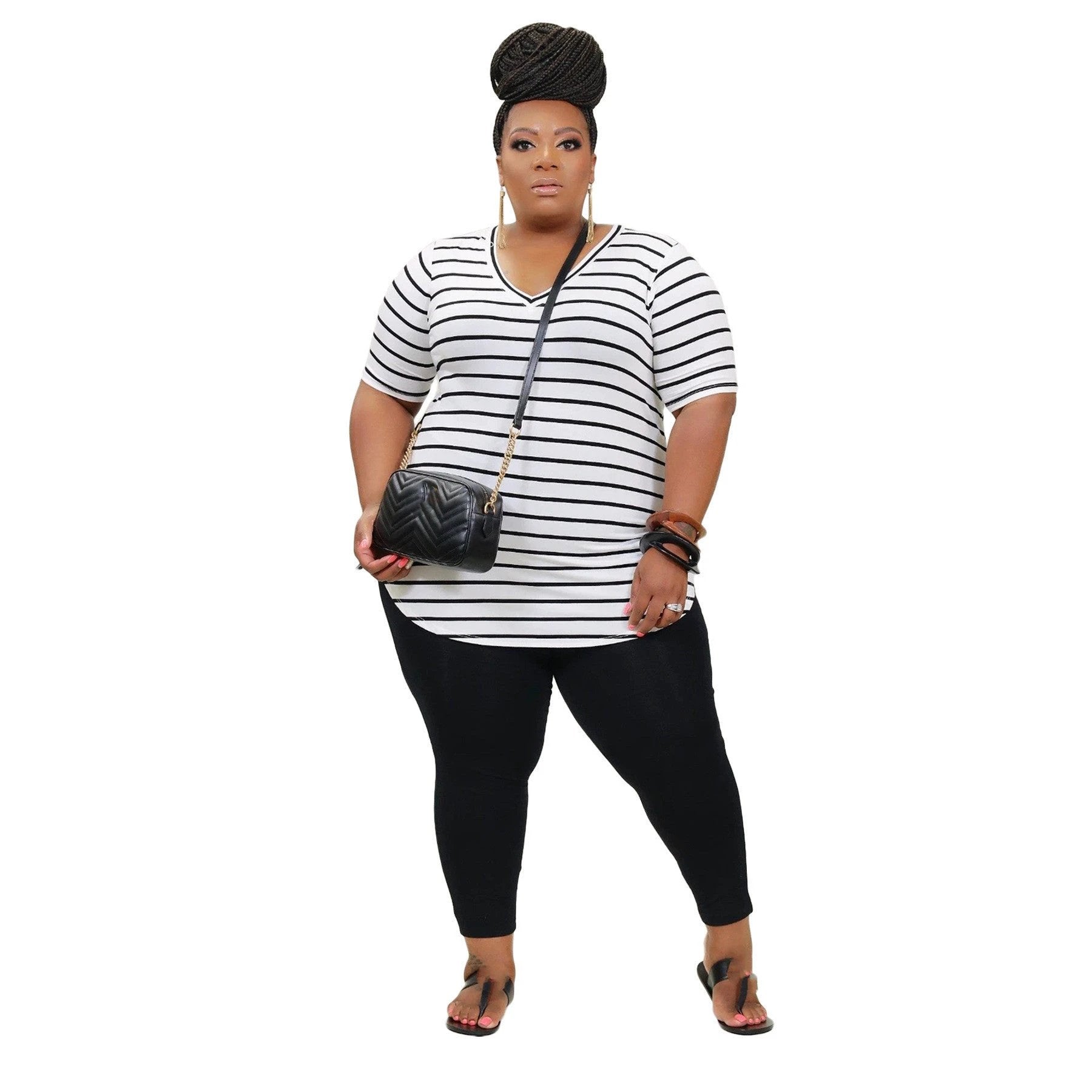 Women's Positioning Plus Size 5X Striped Printed Casual Suit by GJG Denim