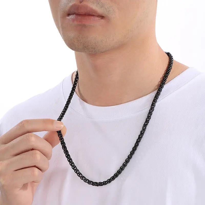 6mm Release Buckle Stainless Steel Titanium Steel Necklace For Men by GJG Denim