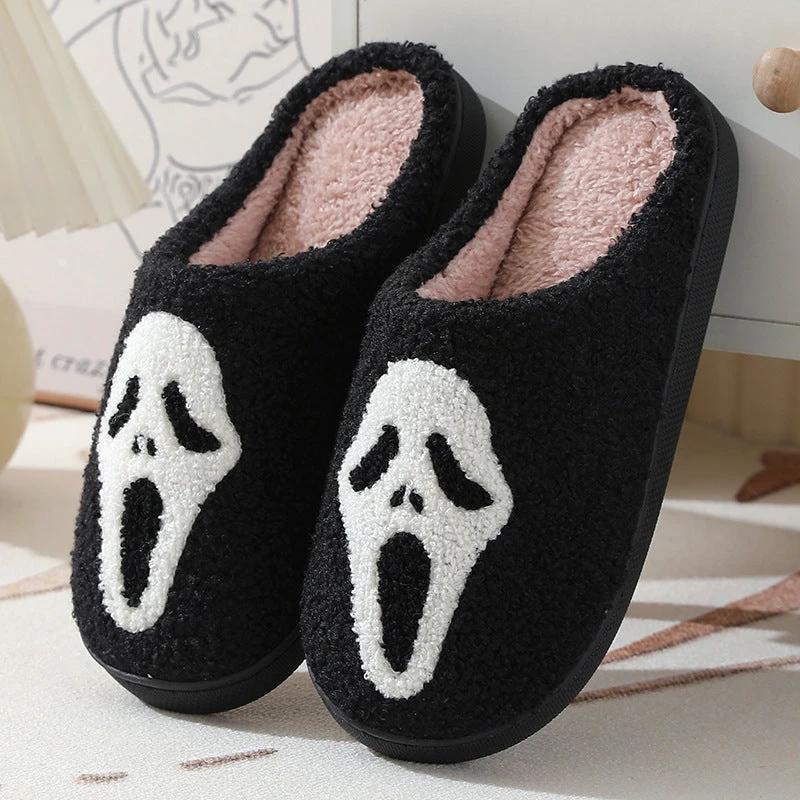 Men's Halloween Skull Cartoon Print Slippers by GJG Denim