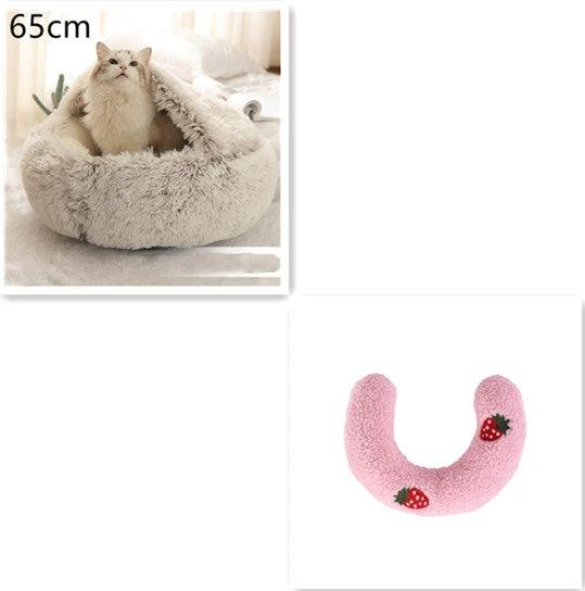 2 In 1 Dog And Cat Bed Pet Winter Bed Round Plush Warm Bed House Soft Long Plush Pets Bed Pet Products by GJG Denim