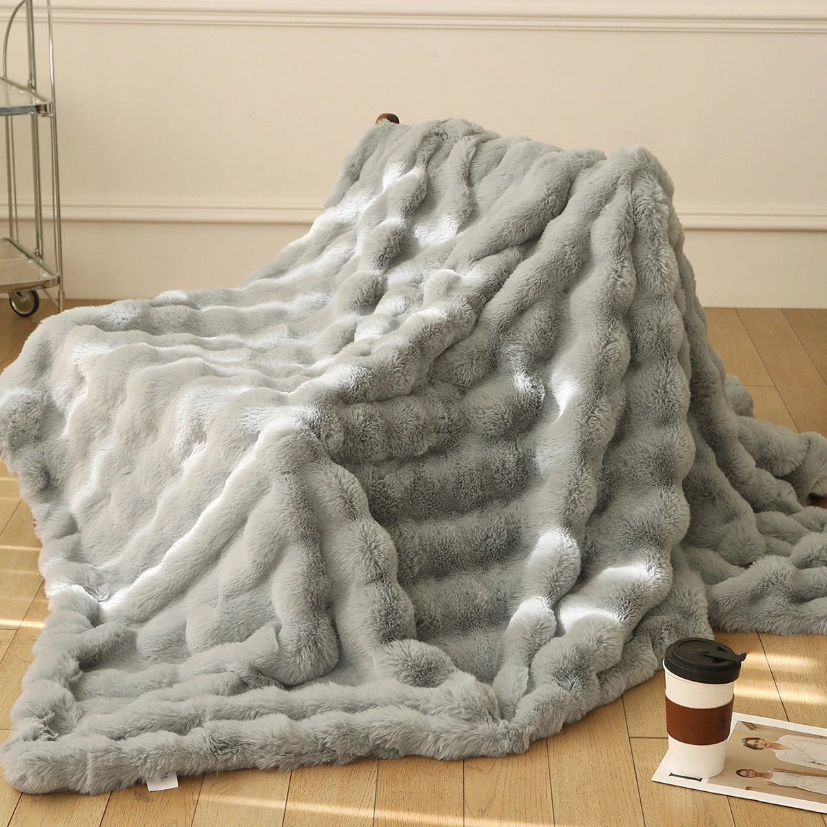Rabbit Bubble Velvet Thickened Nap Blanket by GJG Denim