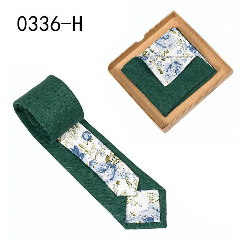 Men's Floral Print Tie and Pocket Square by GJG Denim