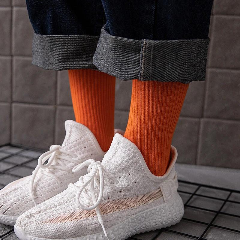 Men's Solid Color Sport Mid-calf Length Cotton Socks by GJG Denim