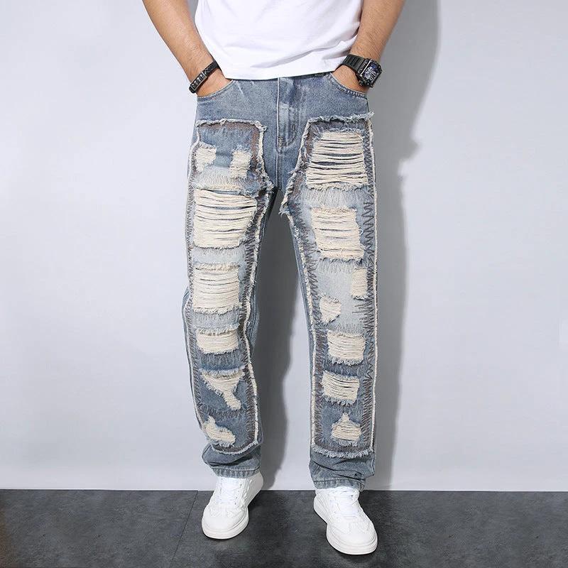 Men's Straight Wrinkle-resistant Loose Casual Jeans by GJG Denim