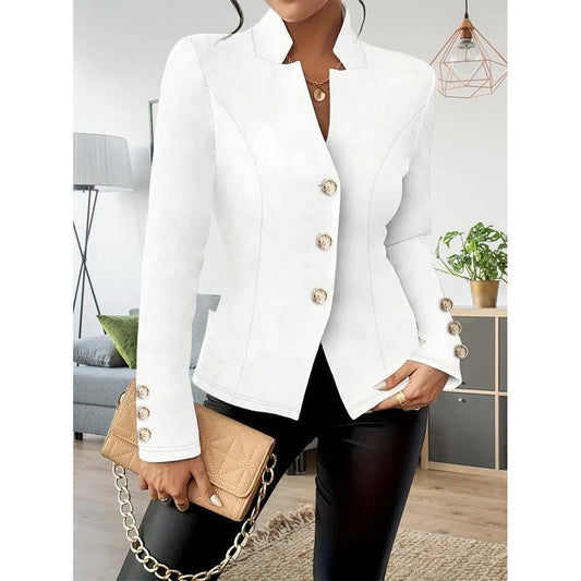 Women Casual Blazers Long Sleeve Business Outerwear Slim Fitting Single Breasted Jacket by GJG Denim