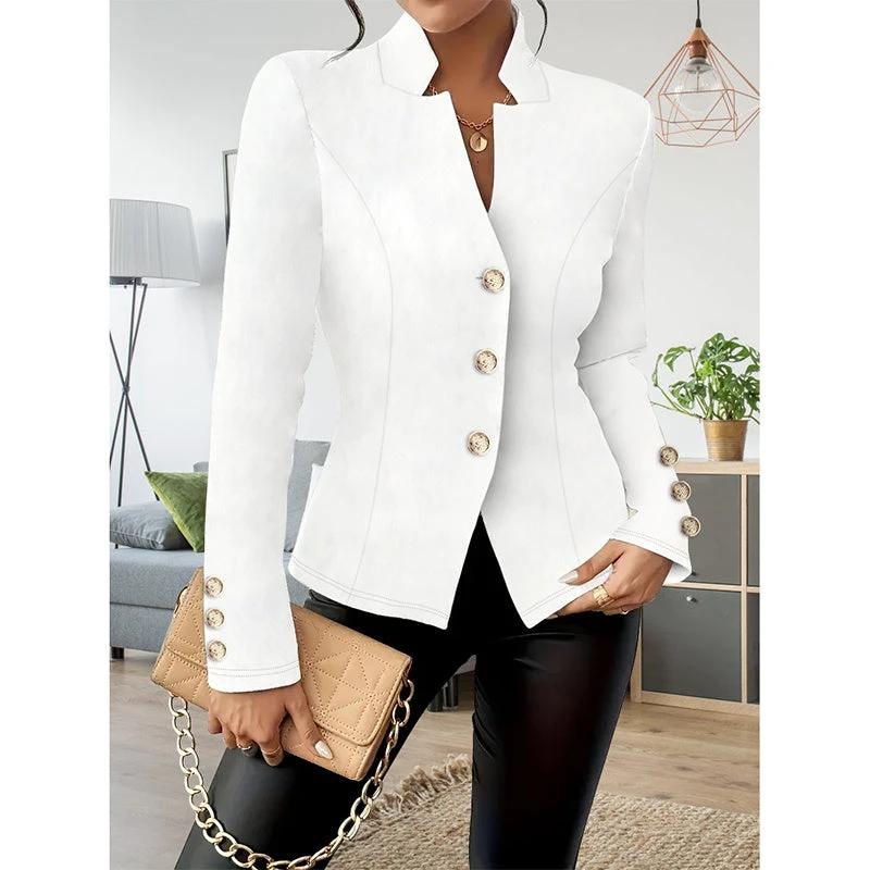 Women Casual Blazers Long Sleeve Business Outerwear Slim Fitting Single Breasted Jacket by GJG Denim