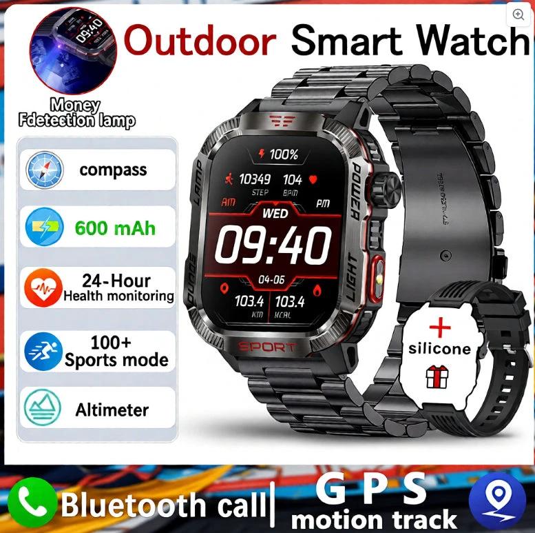Men's Smartwatch With Barometric Altitude Sports Features Bluetooth Calling by GJG Denim