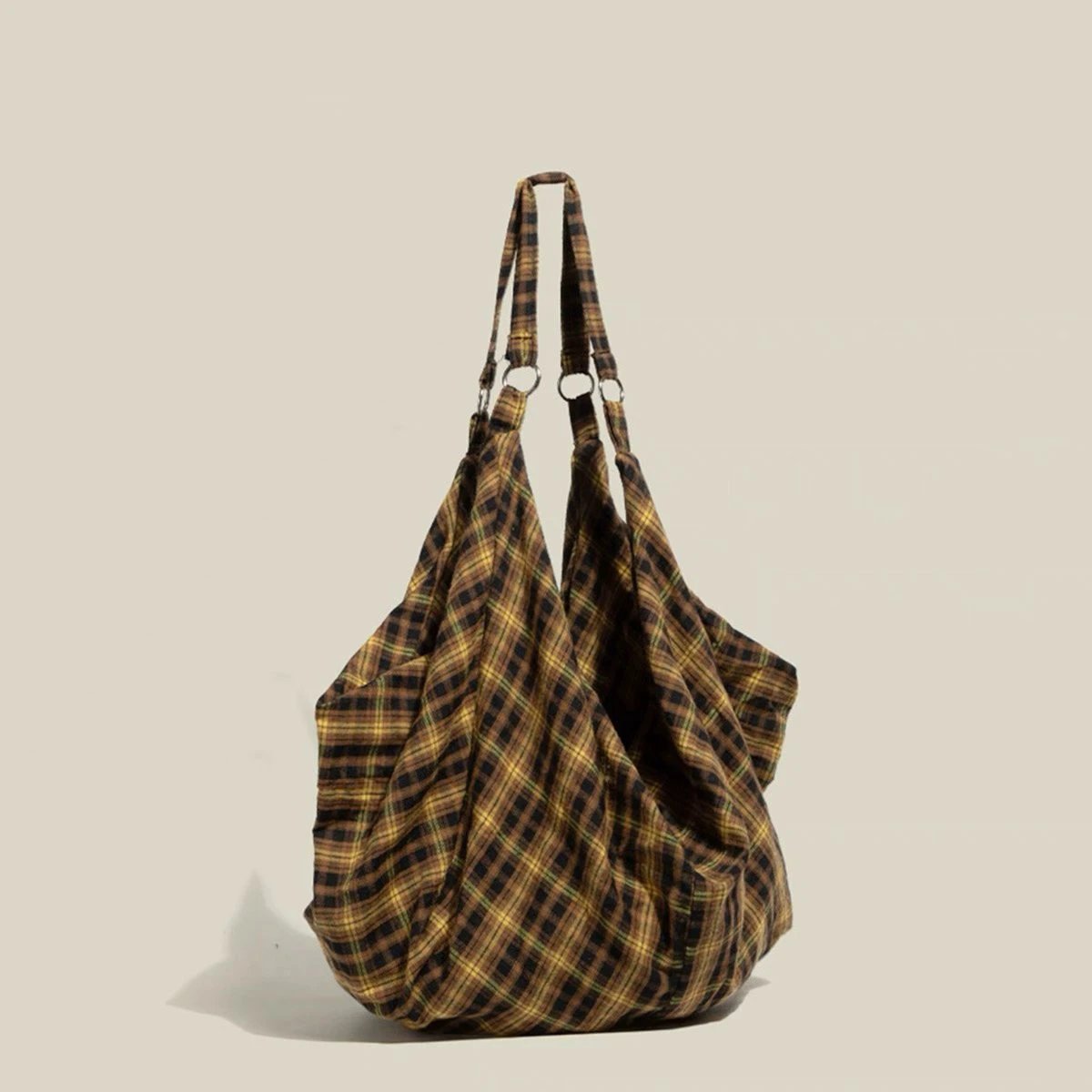 Womens Plaid Multi-Wear Large-Capacity ShoulderCrossbody Bag by GJG Denim