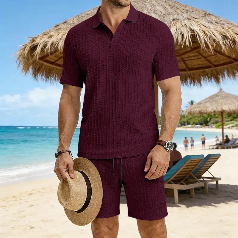 Men's Stretch Jacquard Textured Suit by GJG Denim
