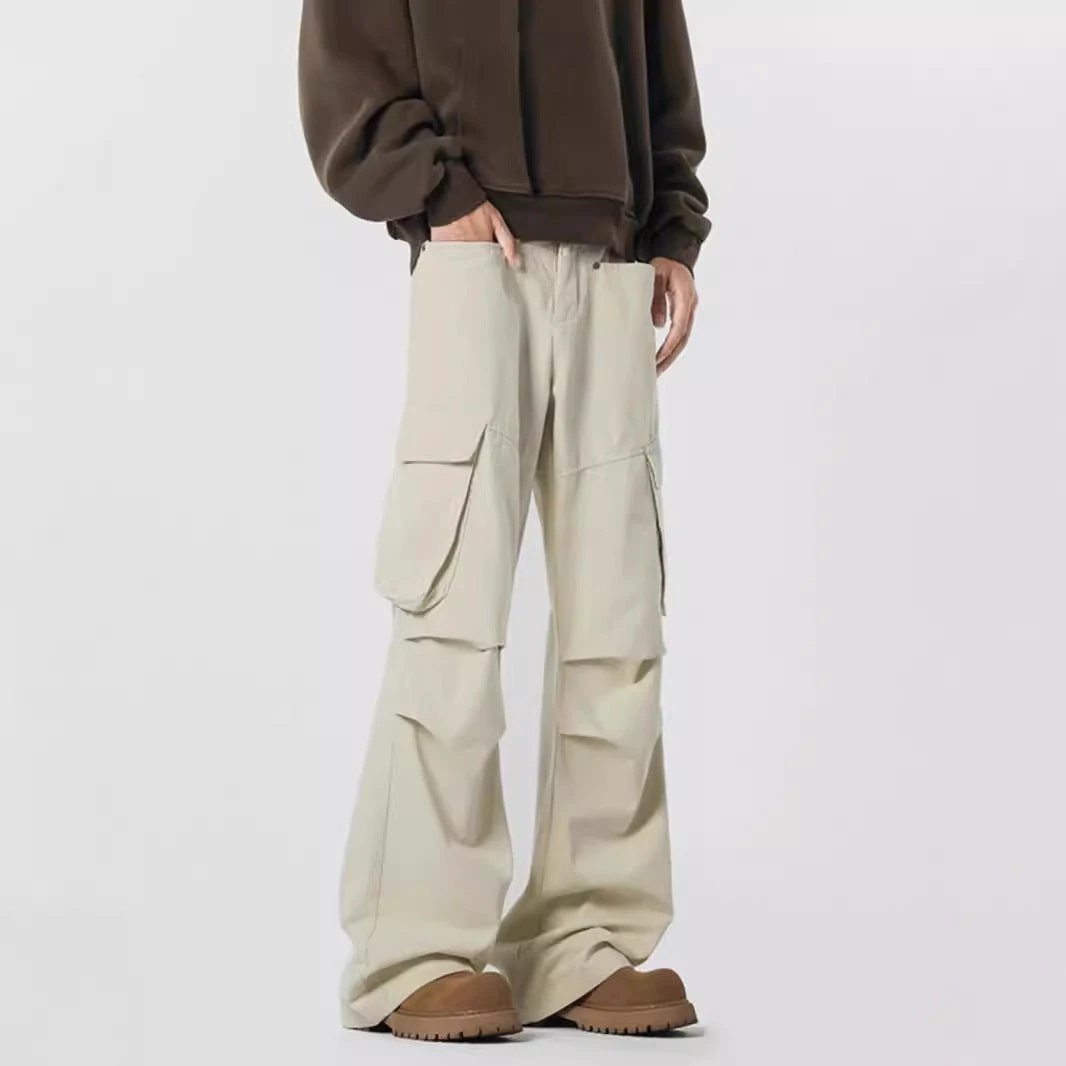 Retro Men's Straight Cargo Casual Pants by GJG Denim