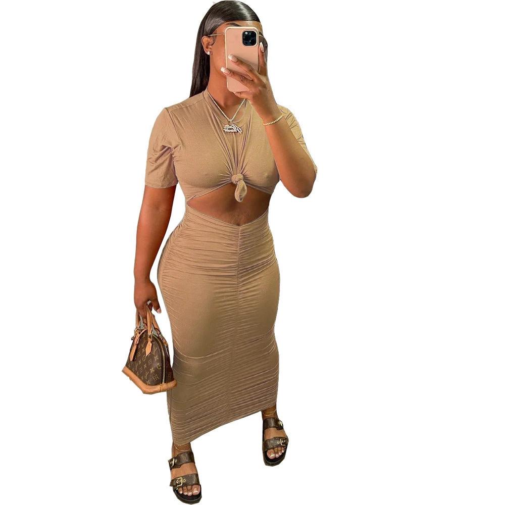 Ruched Short Sleeve Dress Set by GJG Denim