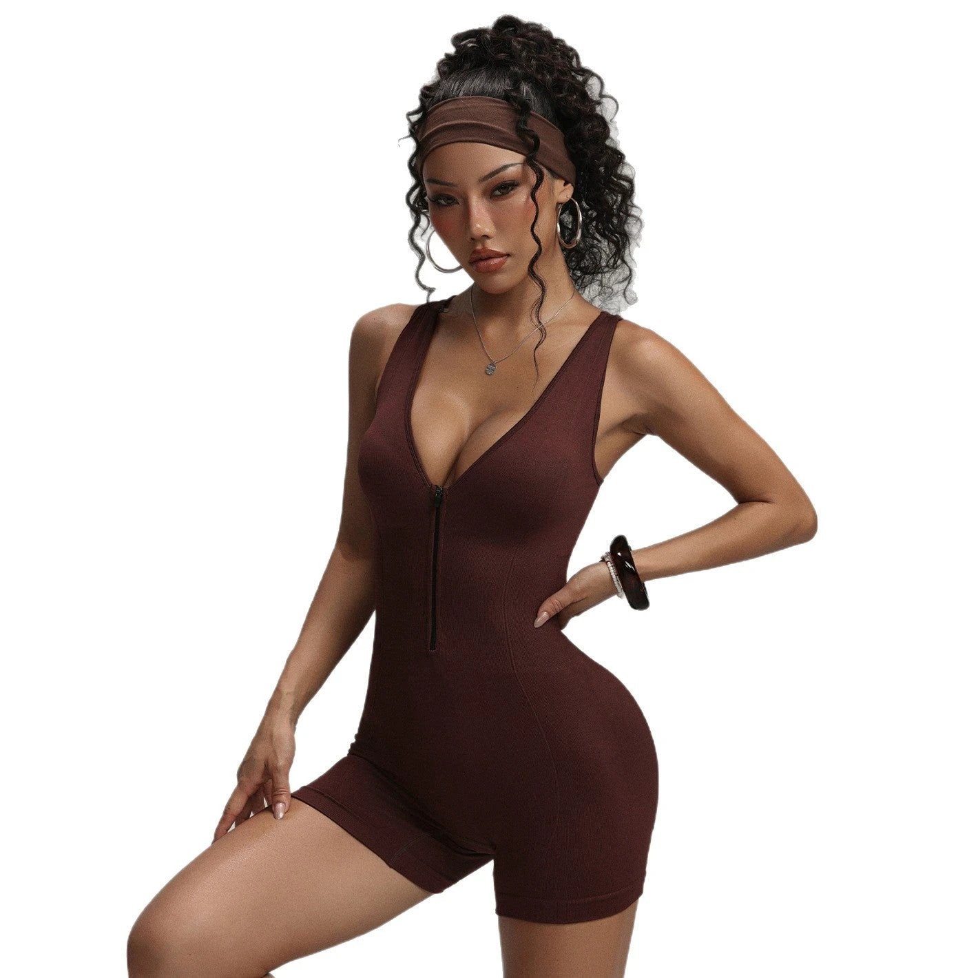 Shoulder Strap One-piece Peach Hip Shorts by GJG Denim