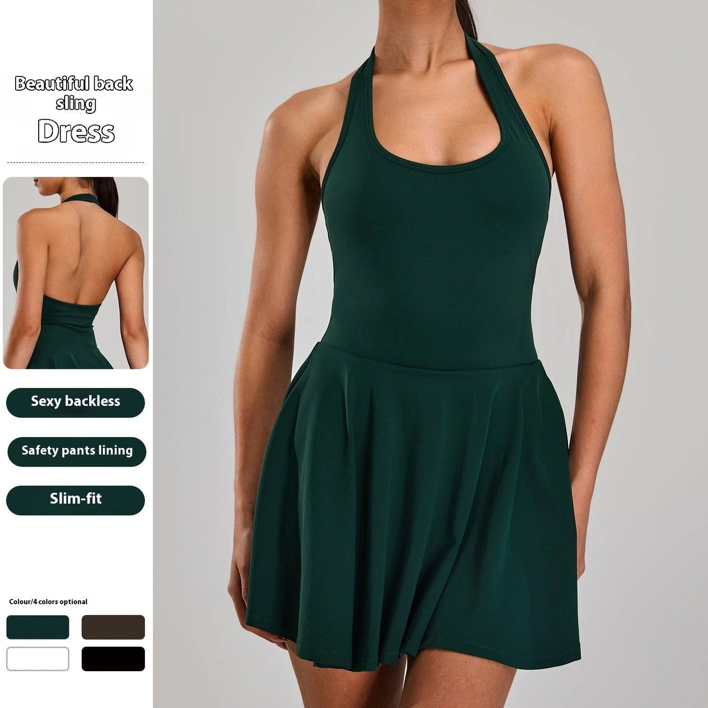 Nude Halter Neck Beautiful Back Sports Dress by GJG Denim