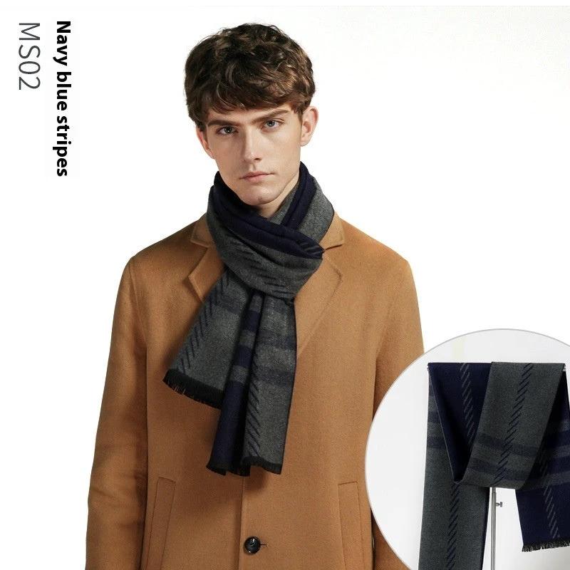 Simple Plaid Warm Keeping Artificial Cashmere Scarf by GJG Denim