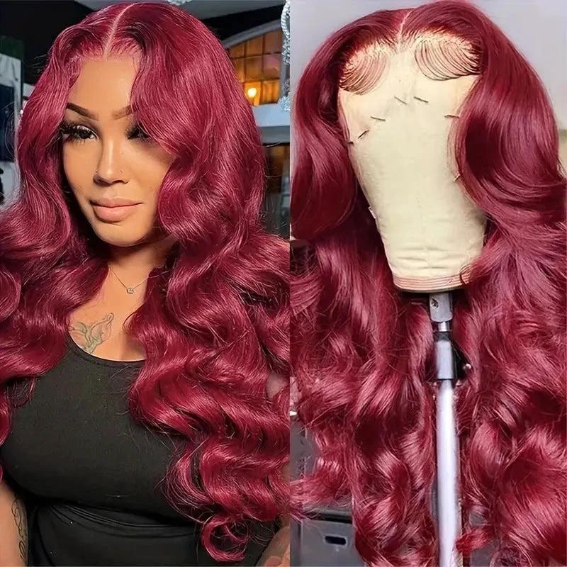 Wine Red Wig Hot Sale Front Lace by GJG Denim