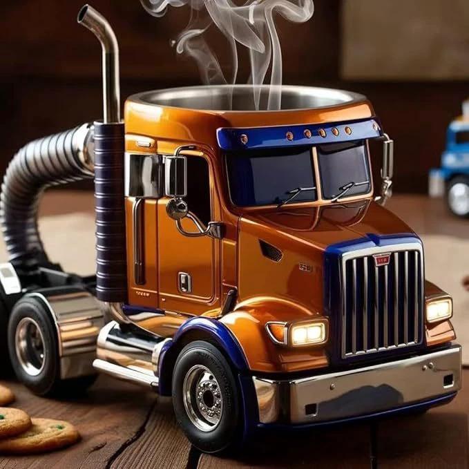 Durable Semi Truck Handcrafted Coffee Cup by GJG Denim