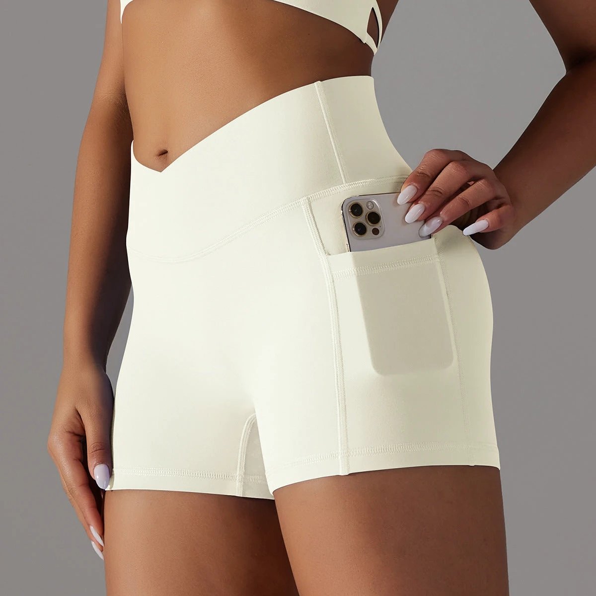 Yoga Shorts With Phone Pocket Design Fitness Sports Pants For Women Clothing by GJG Denim