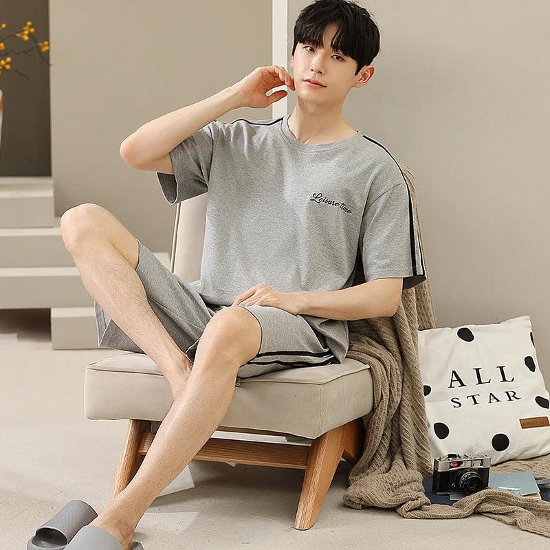 Men's Soft Short Sleeve Shorts Pajama Set by GJG Denim