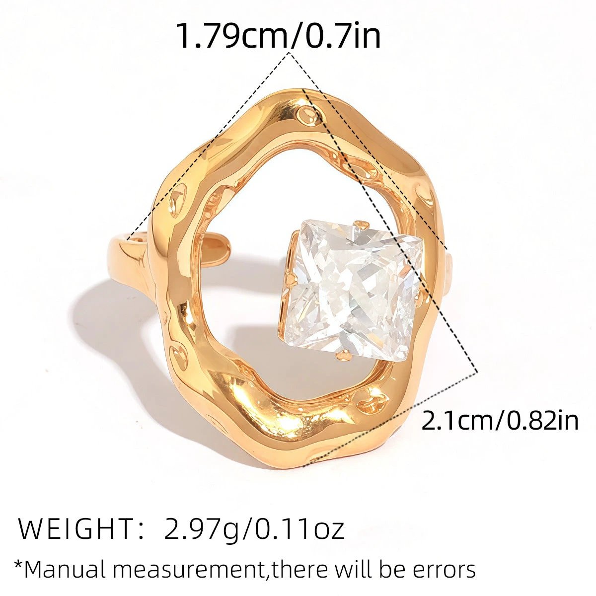 Retro Titanium Steel Ring Niche High-End Square Zircon Stainless Steel Jewelry Cross-Border Hot-Selling by GJG Denim
