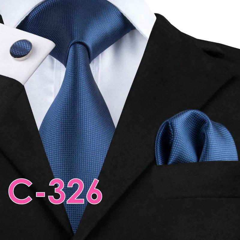 Solid Color Ribbed Collar Tie Set for Men by GJG Denim