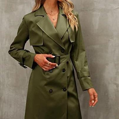 European And American Autumn Women's Double Breasted Fashion Casual Trench Coat by GJG Denim
