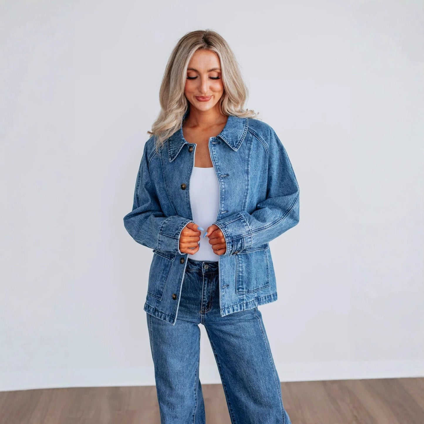 Fashion Long Sleeve Single-breasted Jacket Denim Coat by GJG Denim