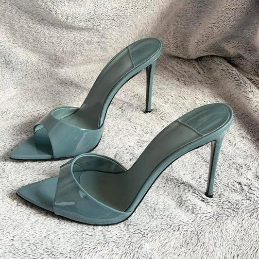 2026 Summer New Women's High Cost-Performance Sexy Pointed Toe Stiletto Heel Mules Open Toe Sandals by GJG Denim