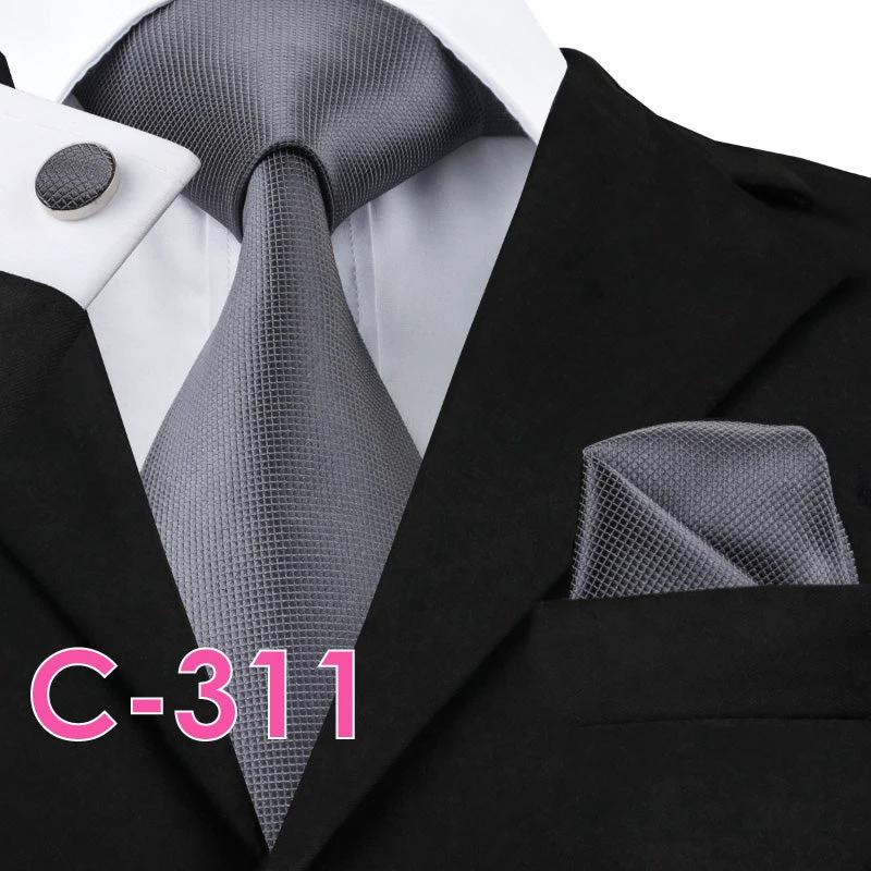 Solid Color Ribbed Collar Tie Set for Men by GJG Denim