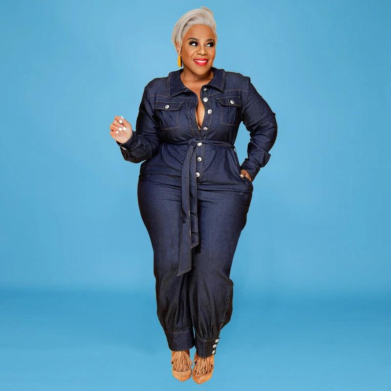 Romper Plus Size Women Denim Jumpsuit by GJG Denim