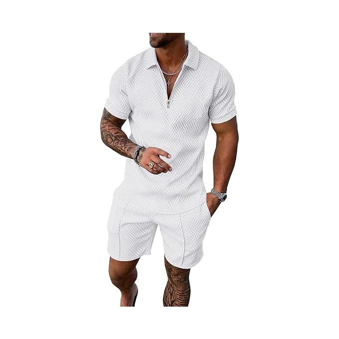 Men's Zipper Shirt Short Sleeve Suit by GJG Denim