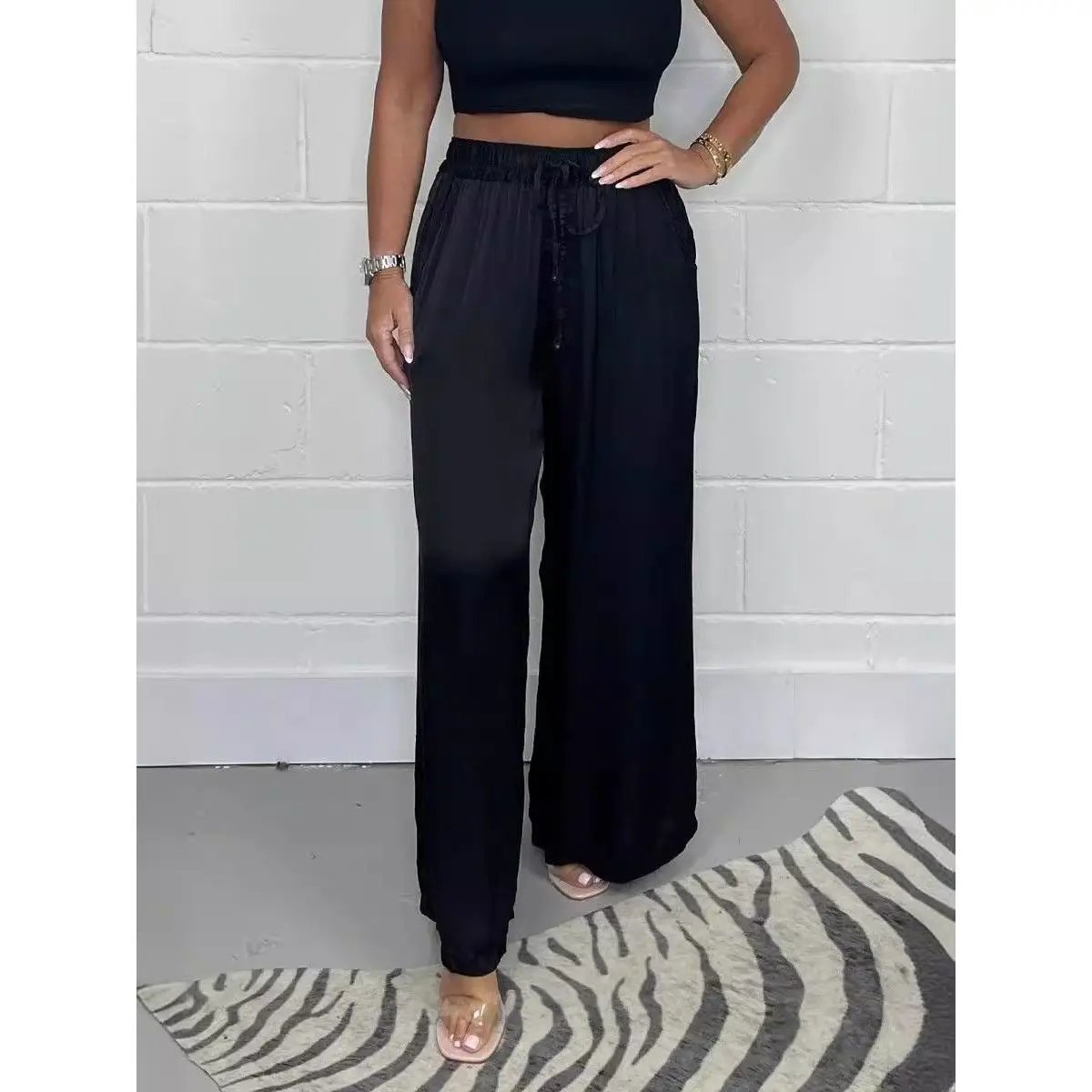 Women's Summer Fashion Matte Satin Casual Pants by GJG Denim