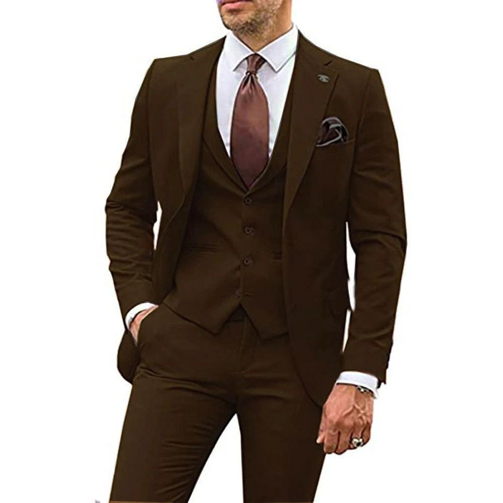 Men's Three-piece Slim-fit Dovetail Suit by GJG Denim