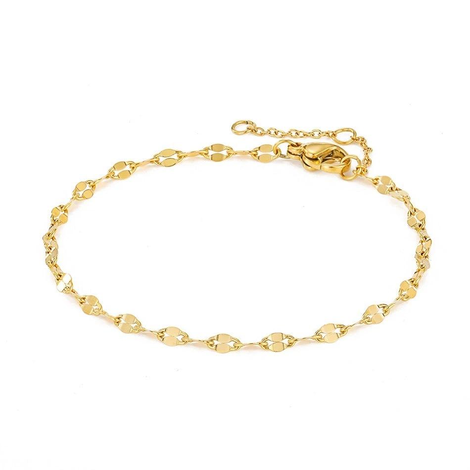 Simple Gold Plated Stainless Steel Anklets Lip Chain Anklet by GJG Denim