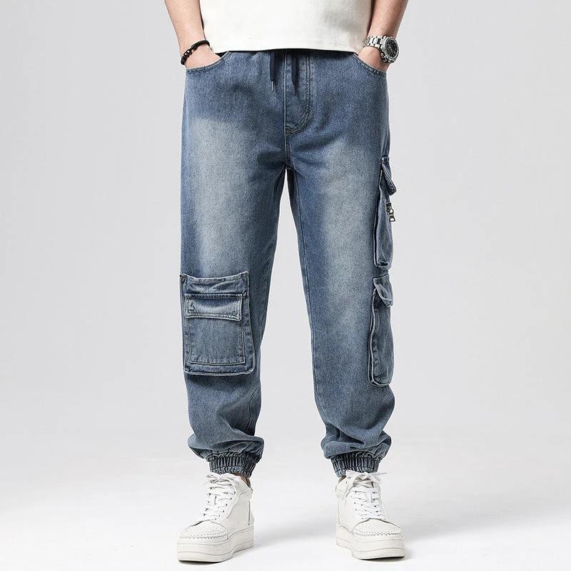 Men's Nostalgic Retro Multi-pocket Jeans by GJG Denim