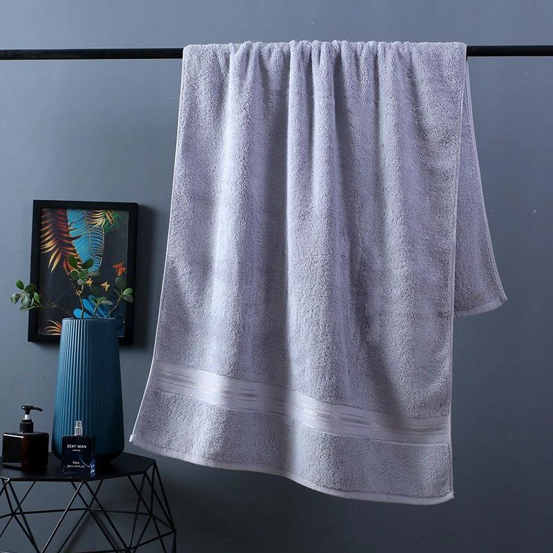 Pure Color Thick Cotton Bath Towel Set Towel Set Increased Pure Cotton Beach Towel Beauty Salon Bath Towel by GJG Denim