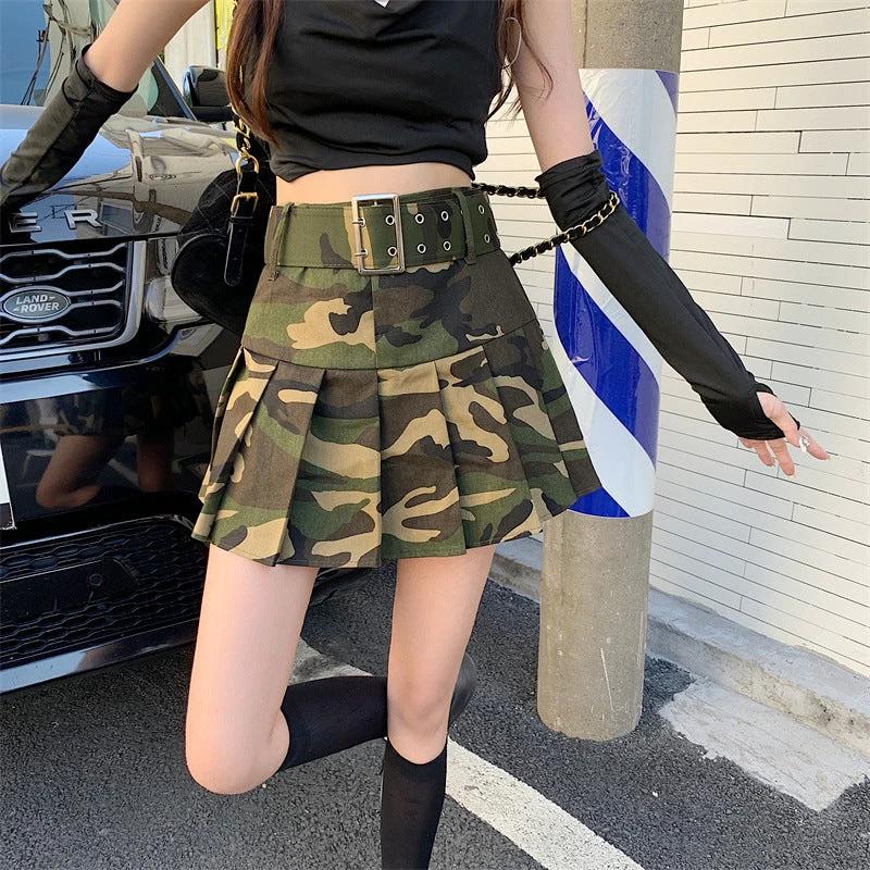 Versatile High-waisted Pleated Mini Skirt For Spring And Fall by GJG Denim