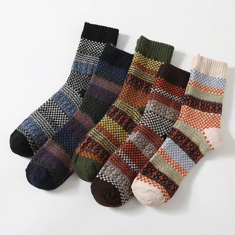 Retro Large Square Wool Socks For Men by GJG Denim