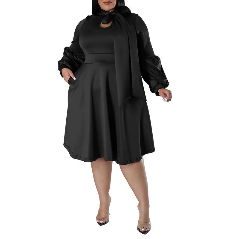 Long-sleeved Bubble Sleeve Midi Dress by GJG Denim