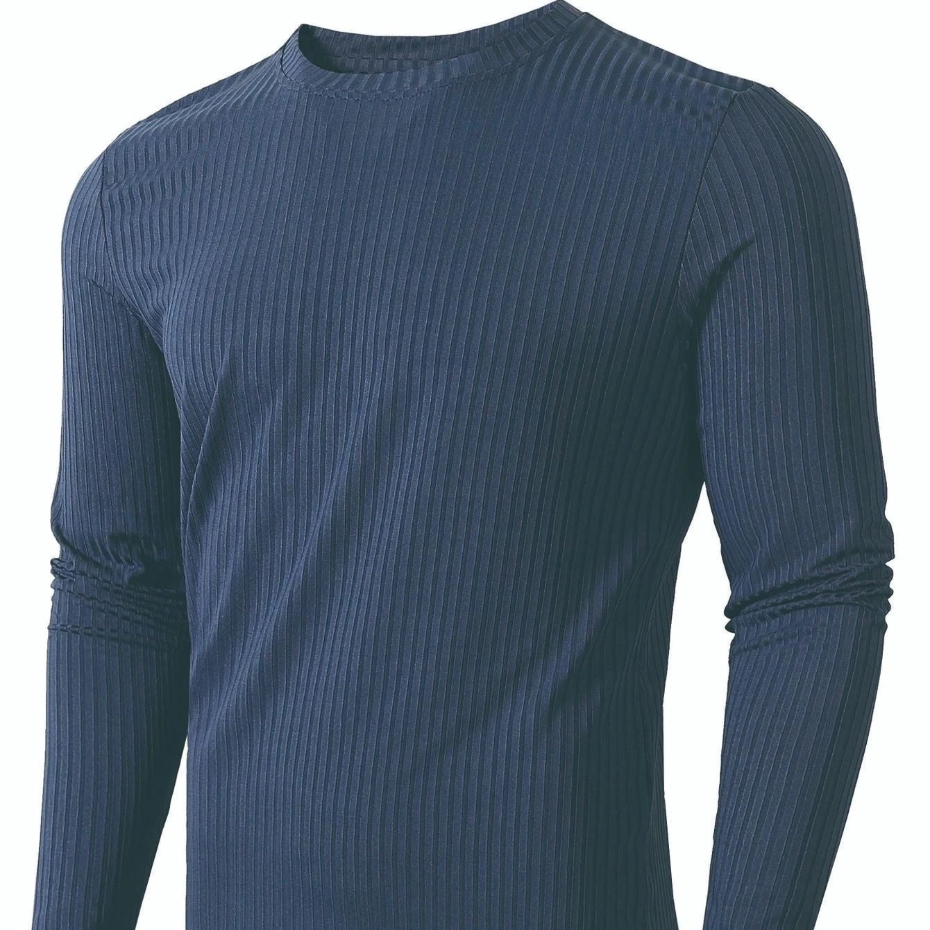 Men's Striped Fabric High Elastic Breathability Long Sleeve Shirt by GJG Denim