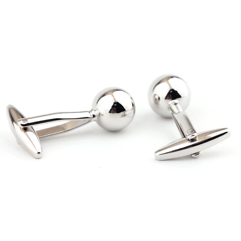 Silver Steel Ball Shape Metal Cufflinks For Men by GJG Denim