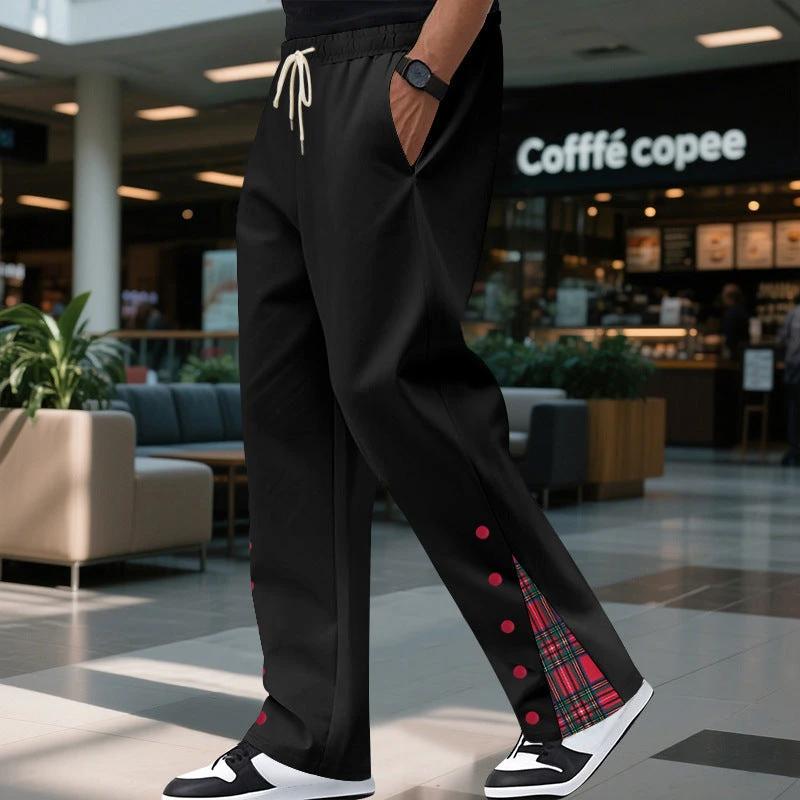Contrast Color Drawstring No Fly Straight Track Sweatpants by GJG Denim