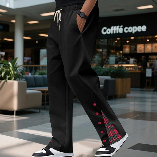 Contrast Color Drawstring No Fly Straight Track Sweatpants by GJG Denim