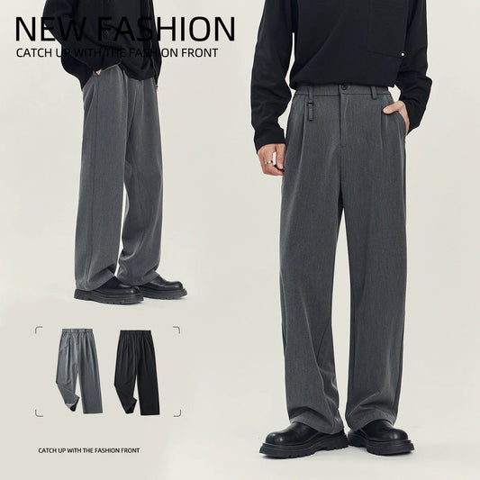 Men's Business Casual Draping Loose Straight Pants by GJG Denim