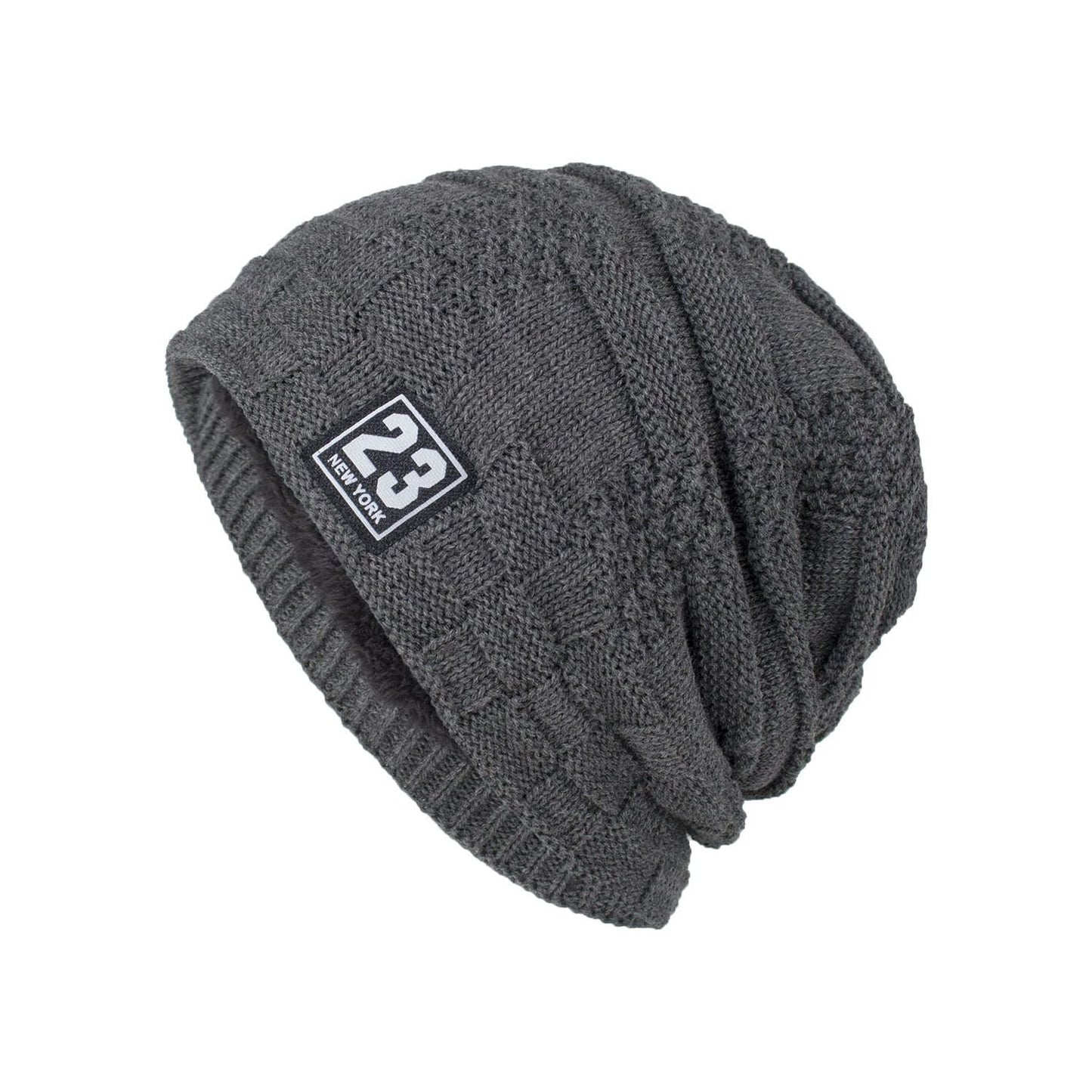 Men's Warm Thickened Fleece Pullover Knitted Woolen Beanie by GJG Denim