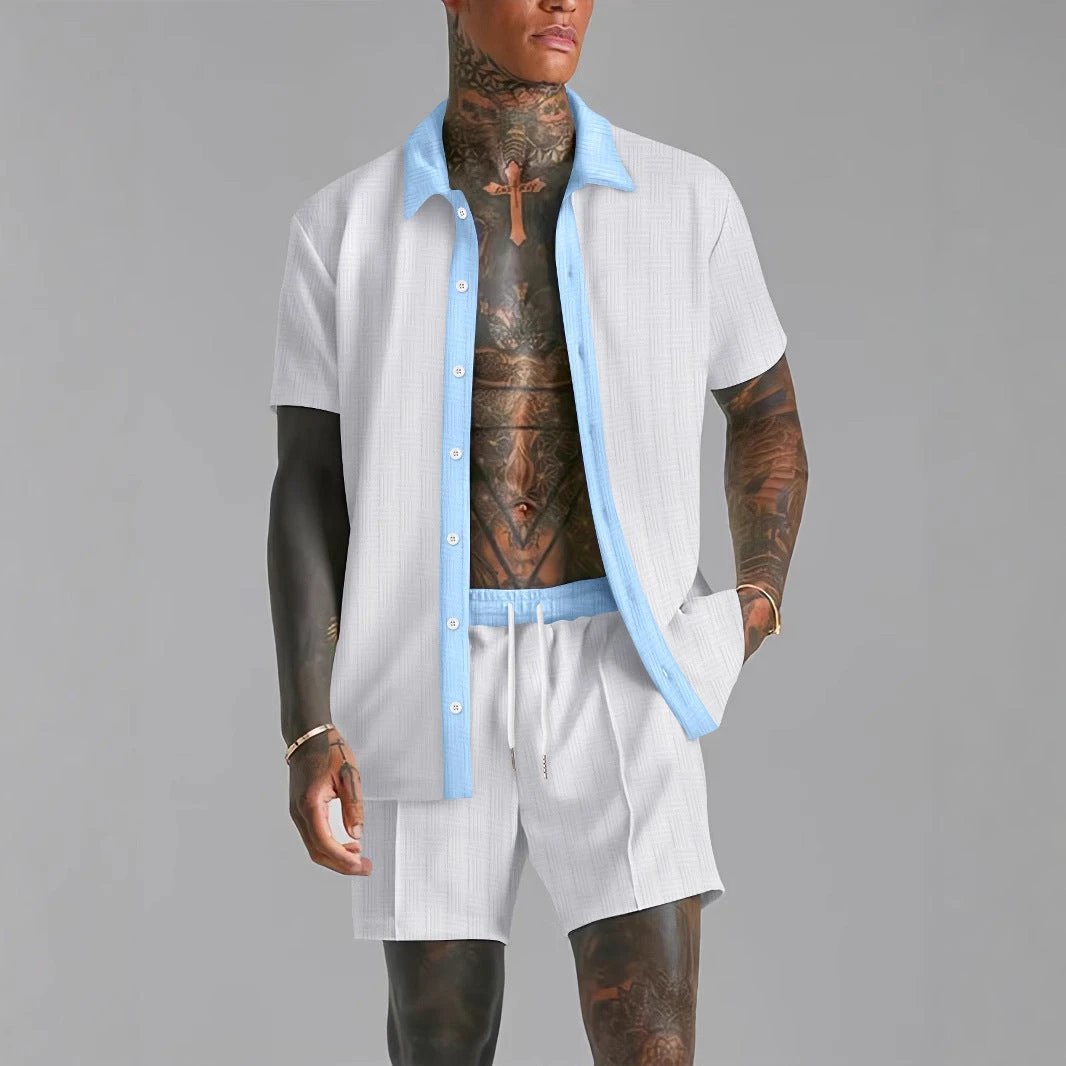 Men's Casual Short-Sleeve Set by GJG Denim