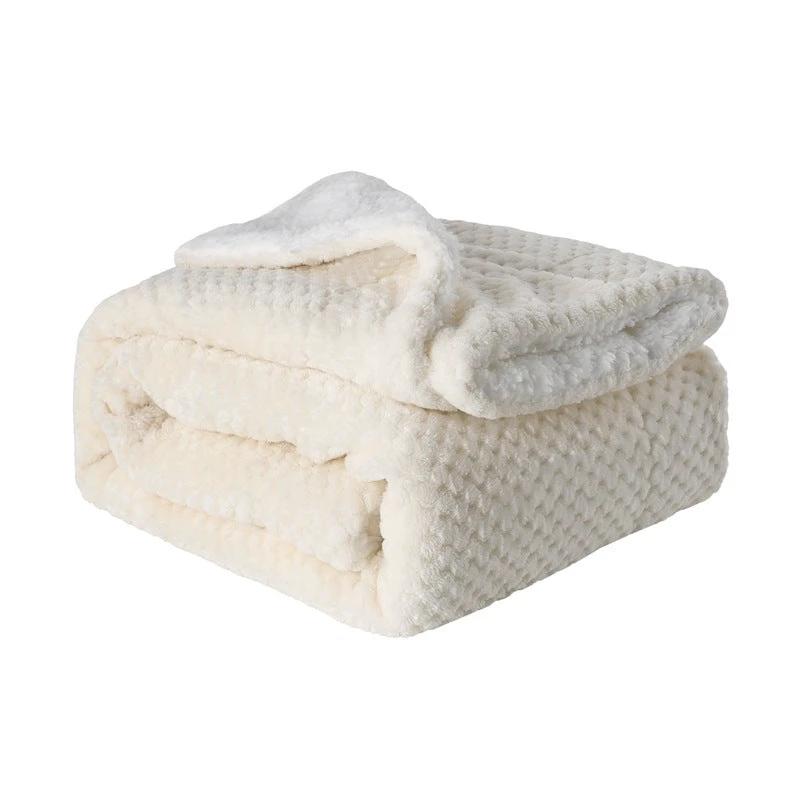 Thickened Flannel Lamb Wool Composite Double Leisure Blanket by GJG Denim