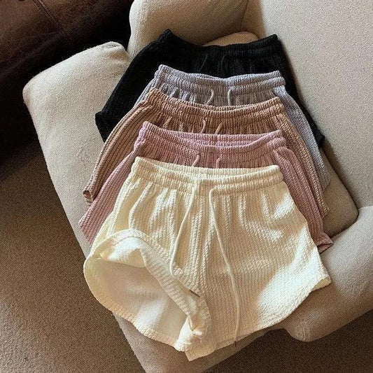 Waffle Casual All-Match Sports Shorts For Women by GJG Denim