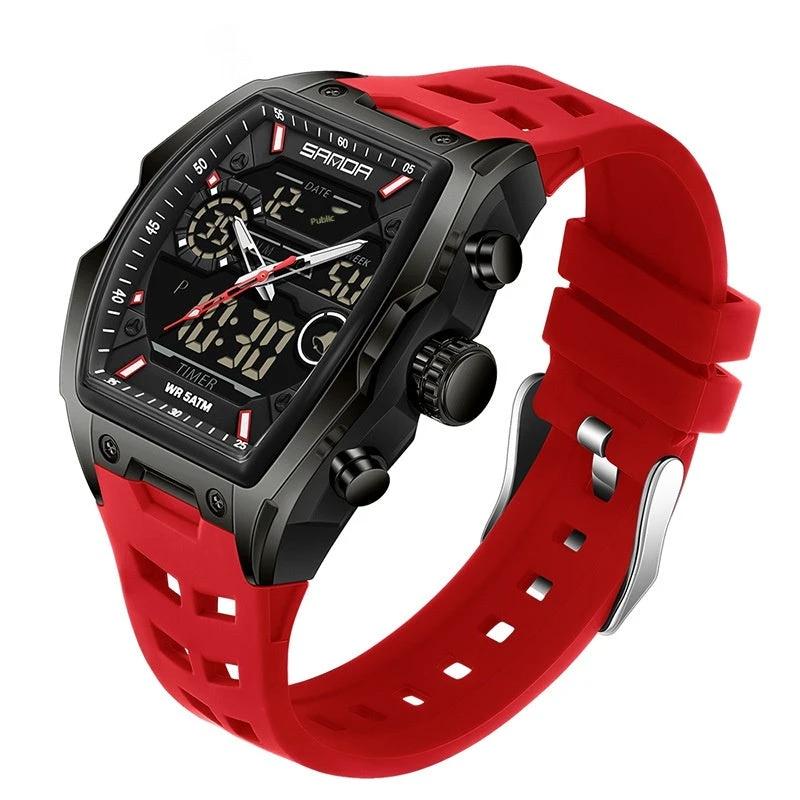 Multifunctional Cask-Shaped Luminous Sports Electronic Watch For Men by GJG Denim