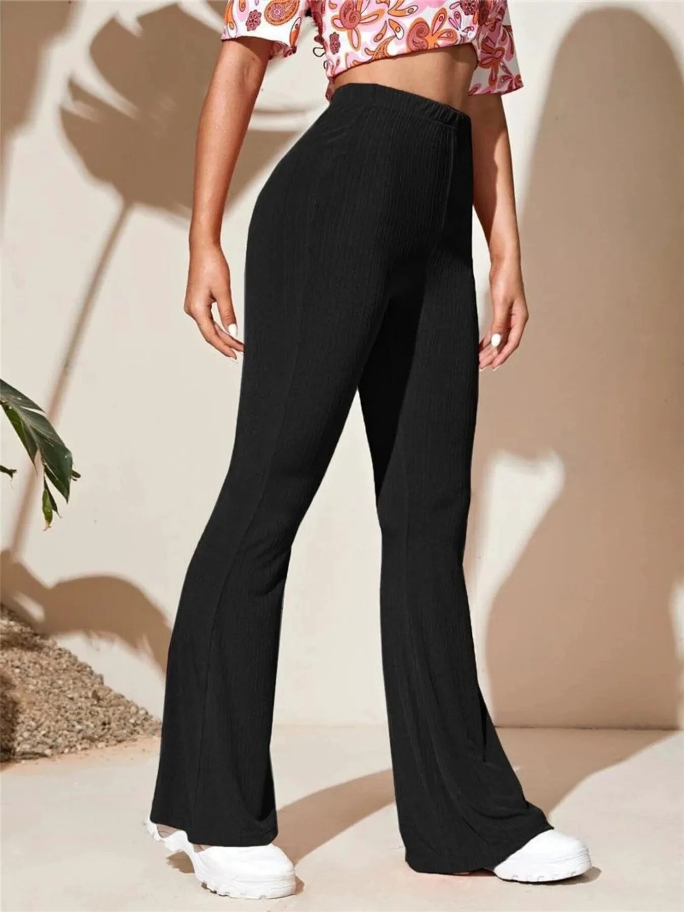 Full Size High-Waist Flare Active Pants Plus Size by Lady Ros